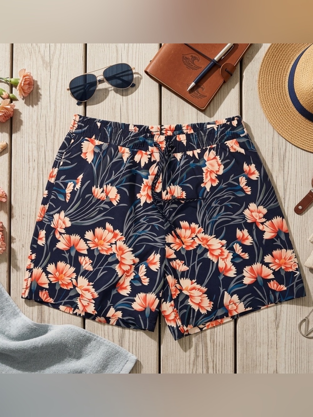 RVCA Floral Print Drawstring Shorts Size Large